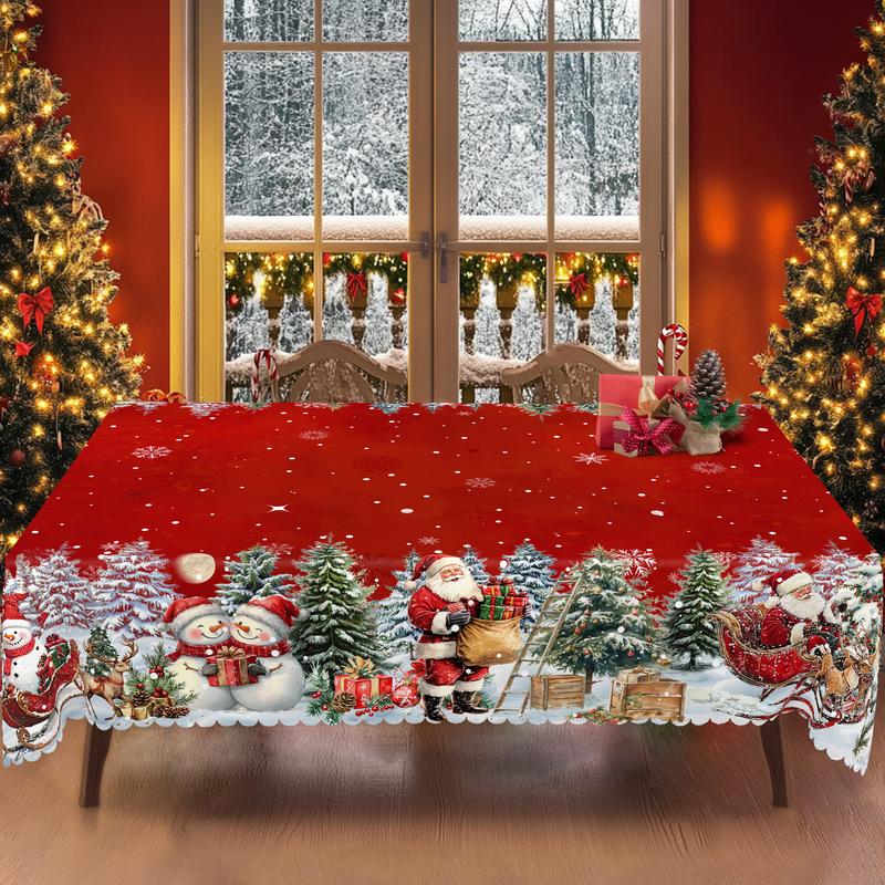Χριστουγεννιάτικο τραπεζομάντιλο υψηλής ποιότητας - ένα γοητευτικό μοτίβο με τον Άγιο Βασίλη και τους ταράνδους για χαρούμενες στιγμές με την οικογένεια-GR
