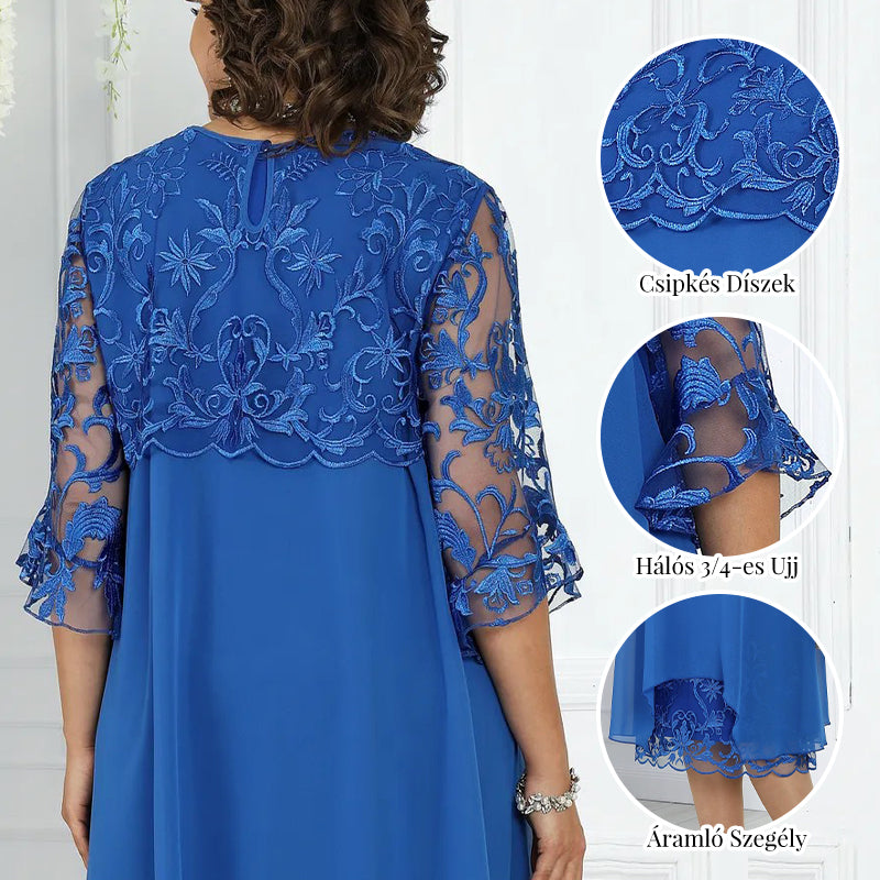 Γυναικείο φαρδύ μίντι φόρεμα με δαντέλα-GR