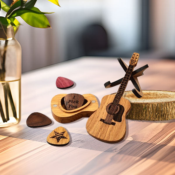 🔥 VROČA RAZPRODAJA 50% 💖 Lesena škatlica za trzalice za akustično kitaro 🎁🎸-SL