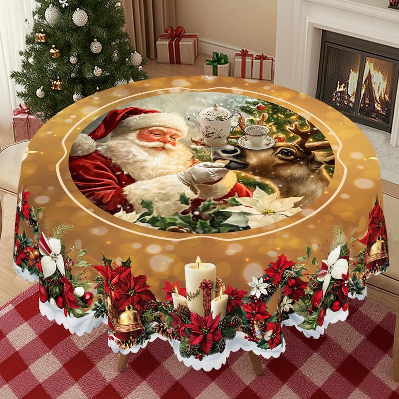 Χριστουγεννιάτικο τραπεζομάντιλο υψηλής ποιότητας - ένα γοητευτικό μοτίβο με τον Άγιο Βασίλη και τους ταράνδους για χαρούμενες στιγμές με την οικογένεια-GR