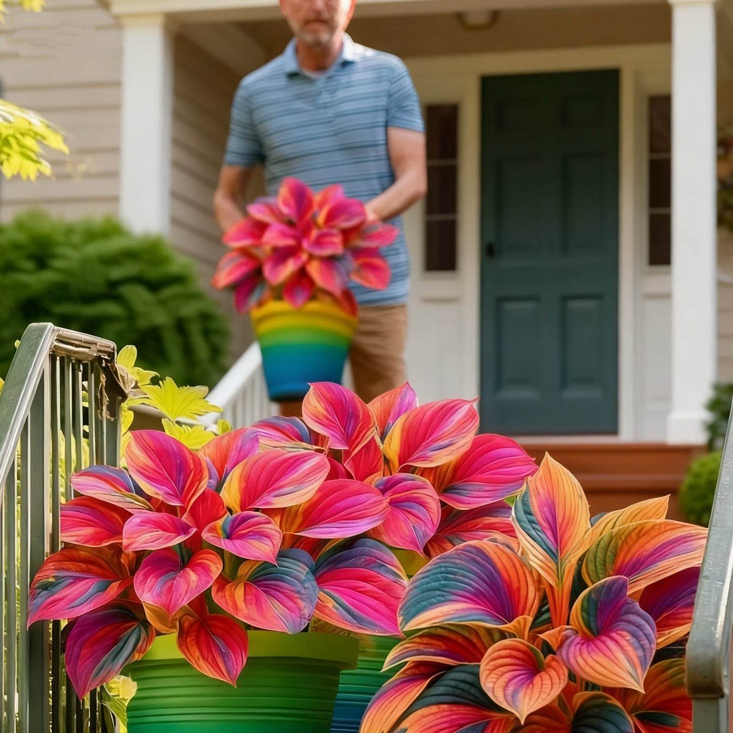 🌈🔥 Hoste z mavričnim plamenom v omejeni izdaji - redko večbarvno listje, ekskluzivno v naši trgovini 🌸-SI