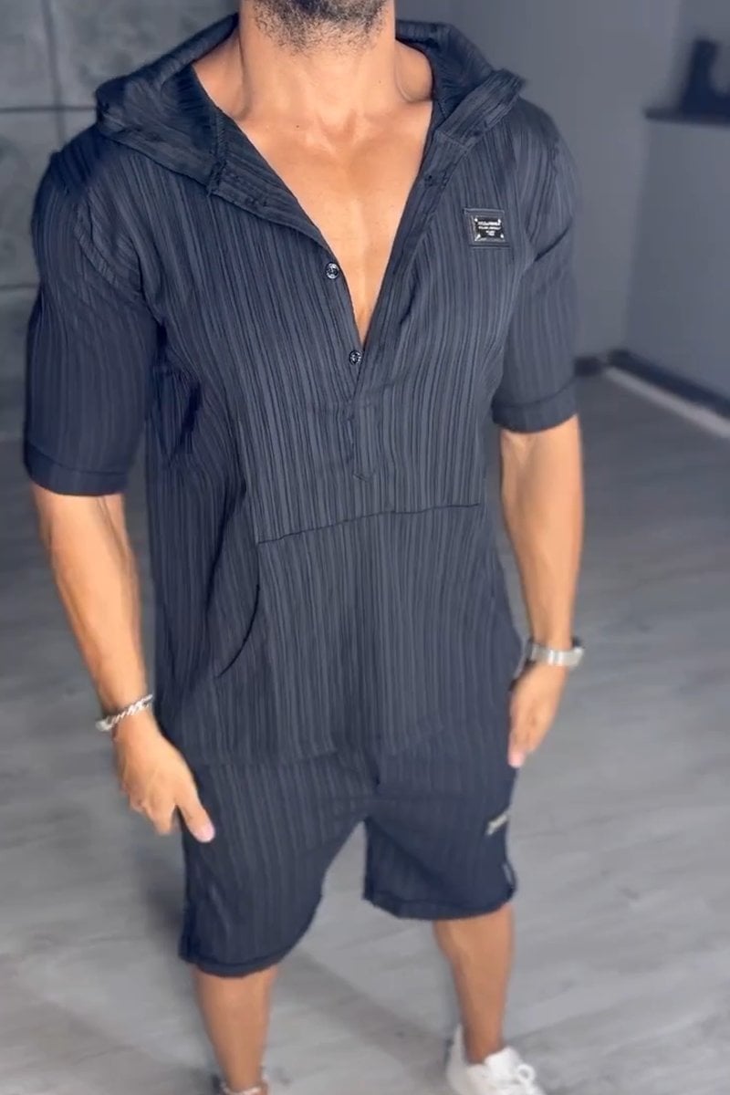 Εξαιρετικό ανδρικό σετ δύο τεμαχίων με κουκούλα-GR