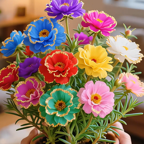 Χρυσή Δαντελωτή Πορτουλάκα🌸✨ Υπέροχα διπλά άνθη για αβίαστο καλοκαιρινό χρώμα-GR
