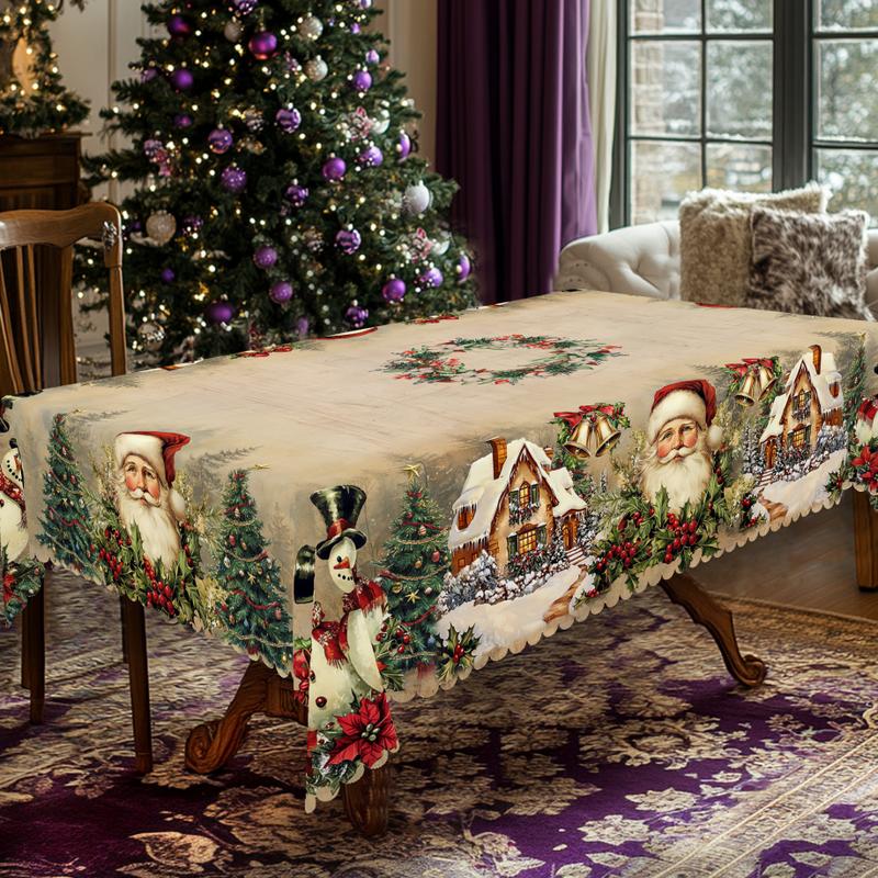 Χριστουγεννιάτικο τραπεζομάντιλο υψηλής ποιότητας - ένα γοητευτικό μοτίβο με τον Άγιο Βασίλη και τους ταράνδους για χαρούμενες στιγμές με την οικογένεια-GR