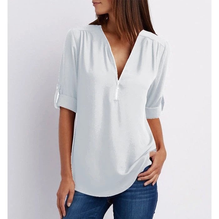 Bluza velike velikosti s 3/4 rokavi in zadrgo-SI