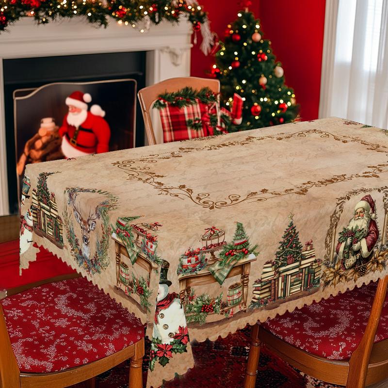 Χριστουγεννιάτικο τραπεζομάντιλο υψηλής ποιότητας - ένα γοητευτικό μοτίβο με τον Άγιο Βασίλη και τους ταράνδους για χαρούμενες στιγμές με την οικογένεια-GR