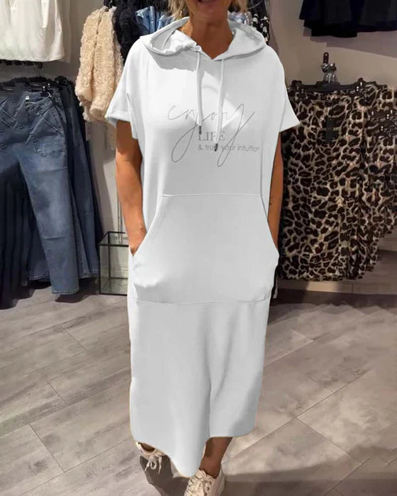 💥🔥👗[S-5XL]2026 m. nauja vasarinio stiliaus laisva, patogi ir kvėpuojanti didelio dydžio džemperio suknelė-LT