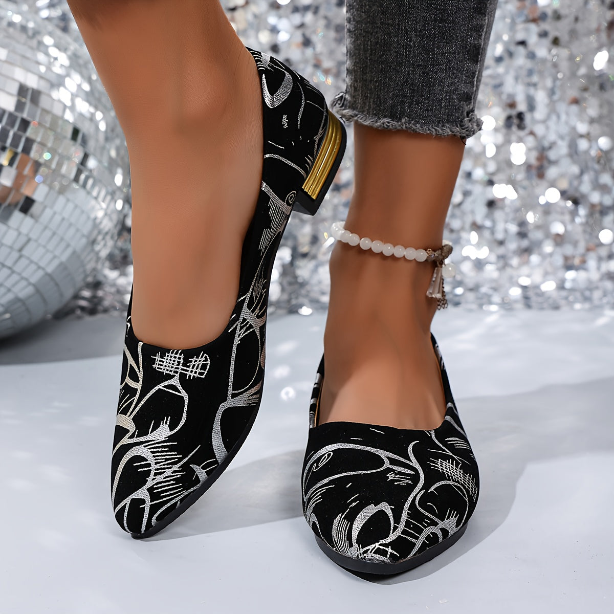 Γυναικεία μοντέρνα παπούτσια με χαμηλό τακούνι-GR