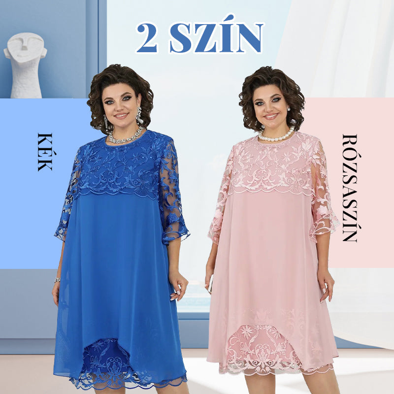 Γυναικείο φαρδύ μίντι φόρεμα με δαντέλα-GR