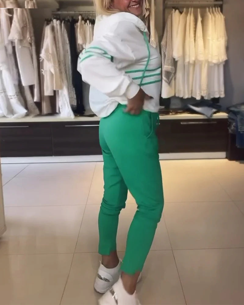 Σετ φούτερ με ριγέ στάμπα-GR