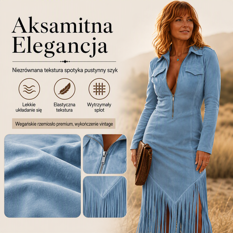 🌸Razprodaja 49%💖Ženska retro midi obleka z zadrgo in resicami-SI
