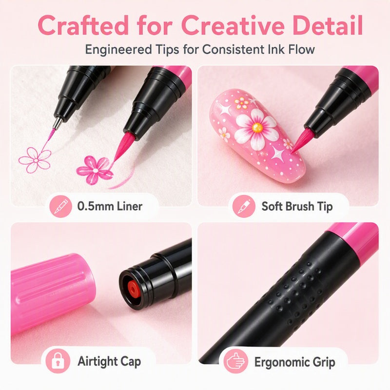 💅 ČASOVNO OMEJEN 50 % POPUST! 💥 Komplet 24 barvitih dvostranskih flomastrov za poslikavo nohtov – kreativni, salonske kakovosti, enostavni za izdelavo ✨-SI