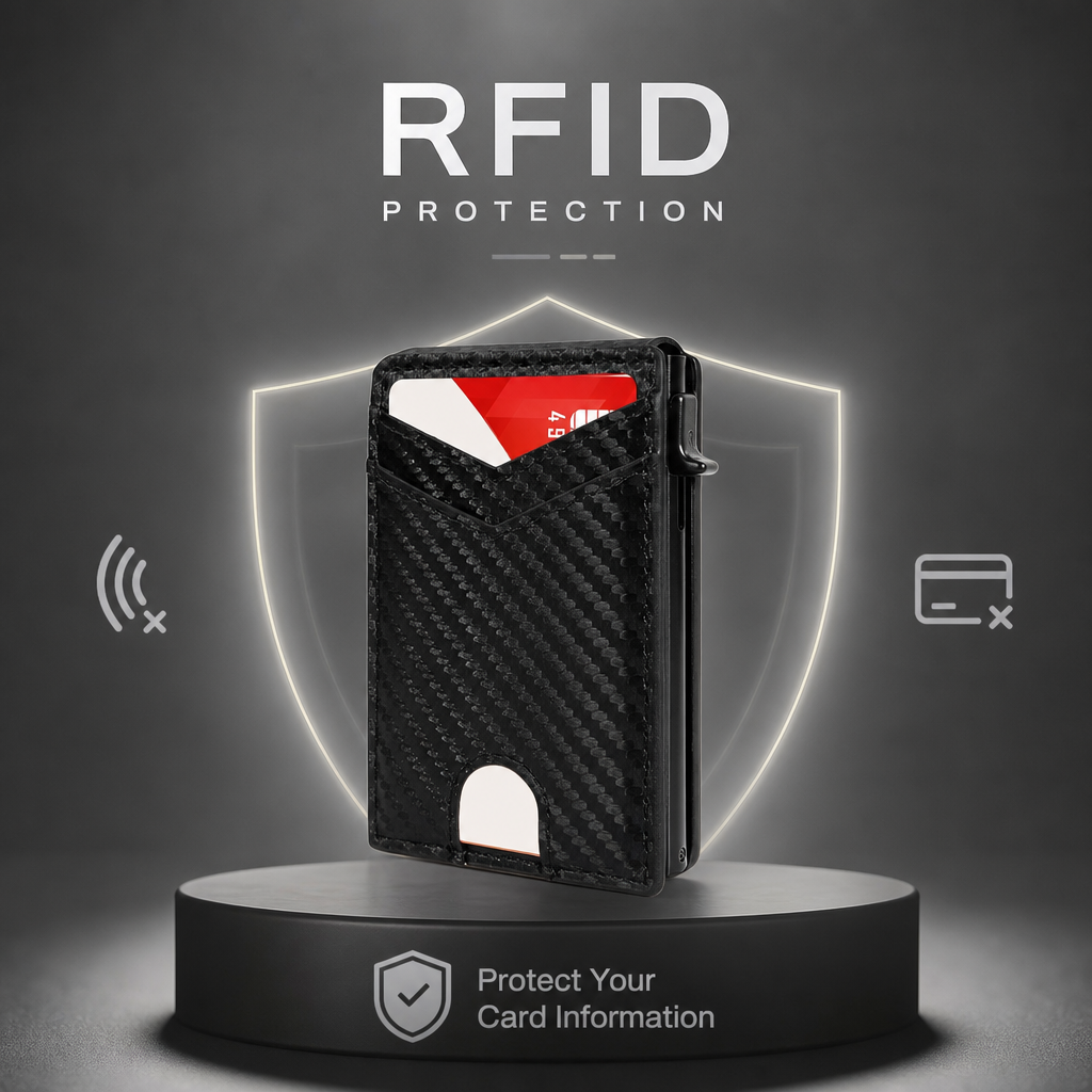 Ανδρικό πορτοφόλι Plona RFID - Θήκη καρτών που ανοίγει με κλιπ χρημάτων και δύο θήκες εγγράφων-GR