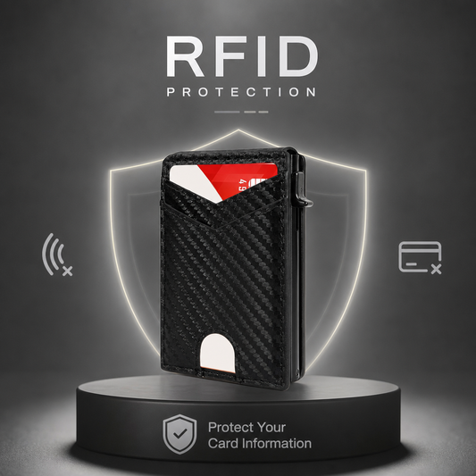 Ανδρικό πορτοφόλι Plona RFID - Θήκη καρτών που ανοίγει με κλιπ χρημάτων και δύο θήκες εγγράφων-GR