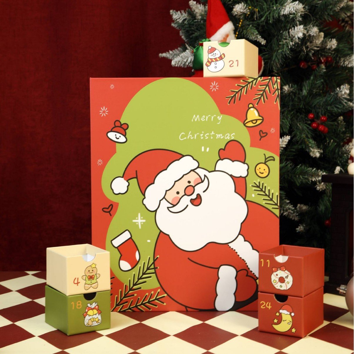 Ροζ μαρμάρινο ημερολόγιο Advent 2025, κουτί αντίστροφης μέτρησης 24 ημερών μέχρι τα Χριστούγεννα-GR