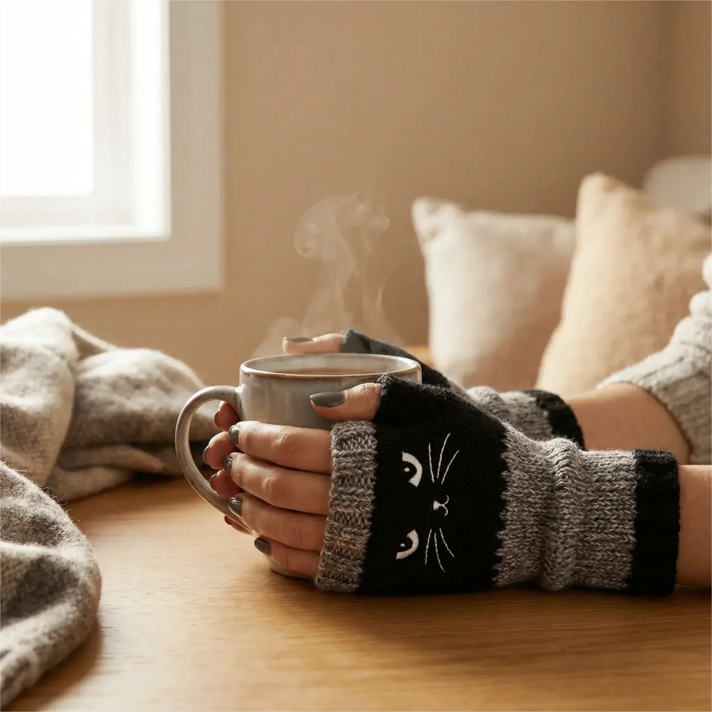 🐱 Χαριτωμένα γυναικεία πλεκτά γάντια για γάτες🧤🧶-GR