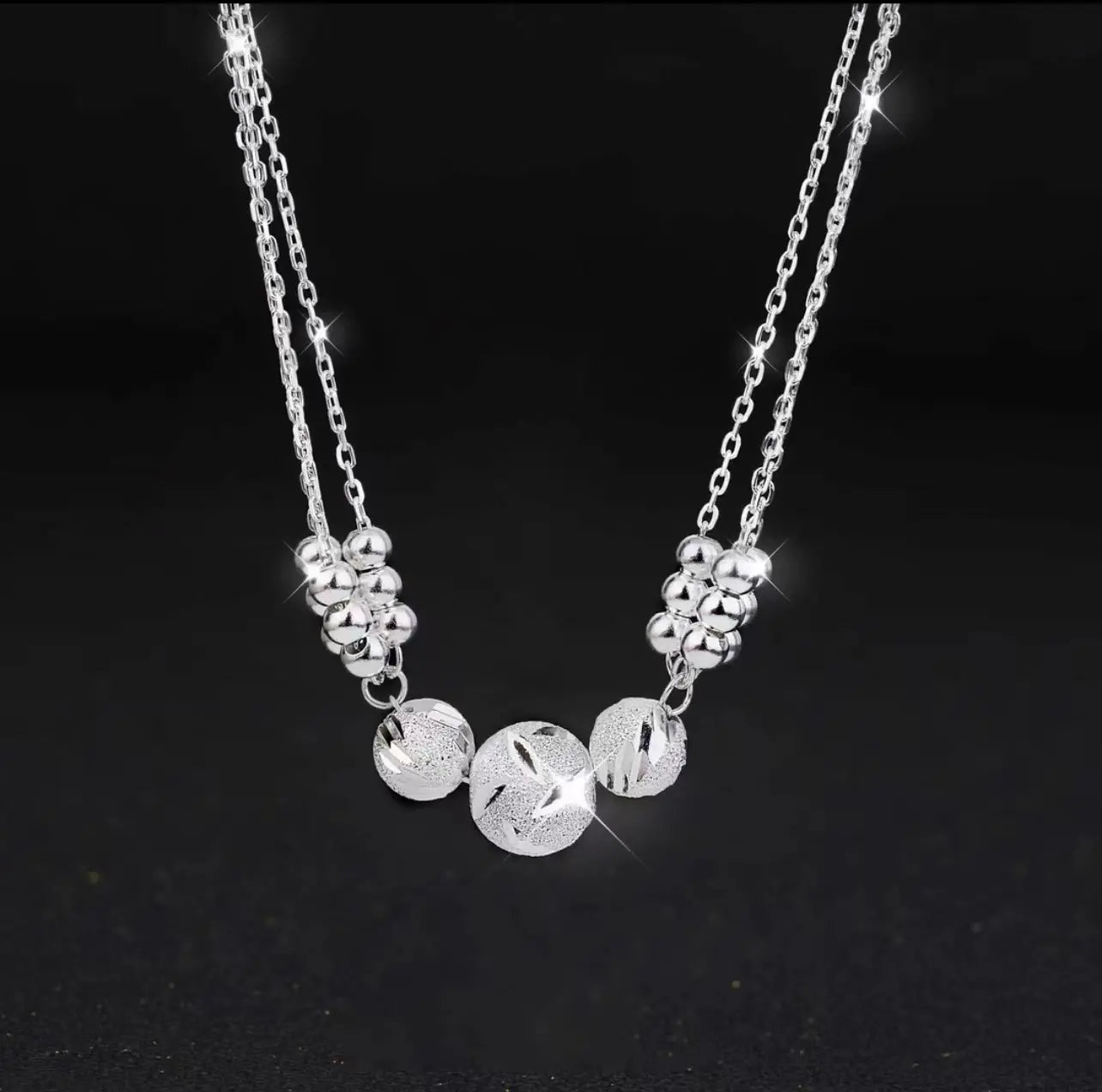 🎁🔥[Κολιέ + Βραχιόλι]✨Σετ κοσμημάτων με χαραγμένο ασημένιο κολιέ-GR