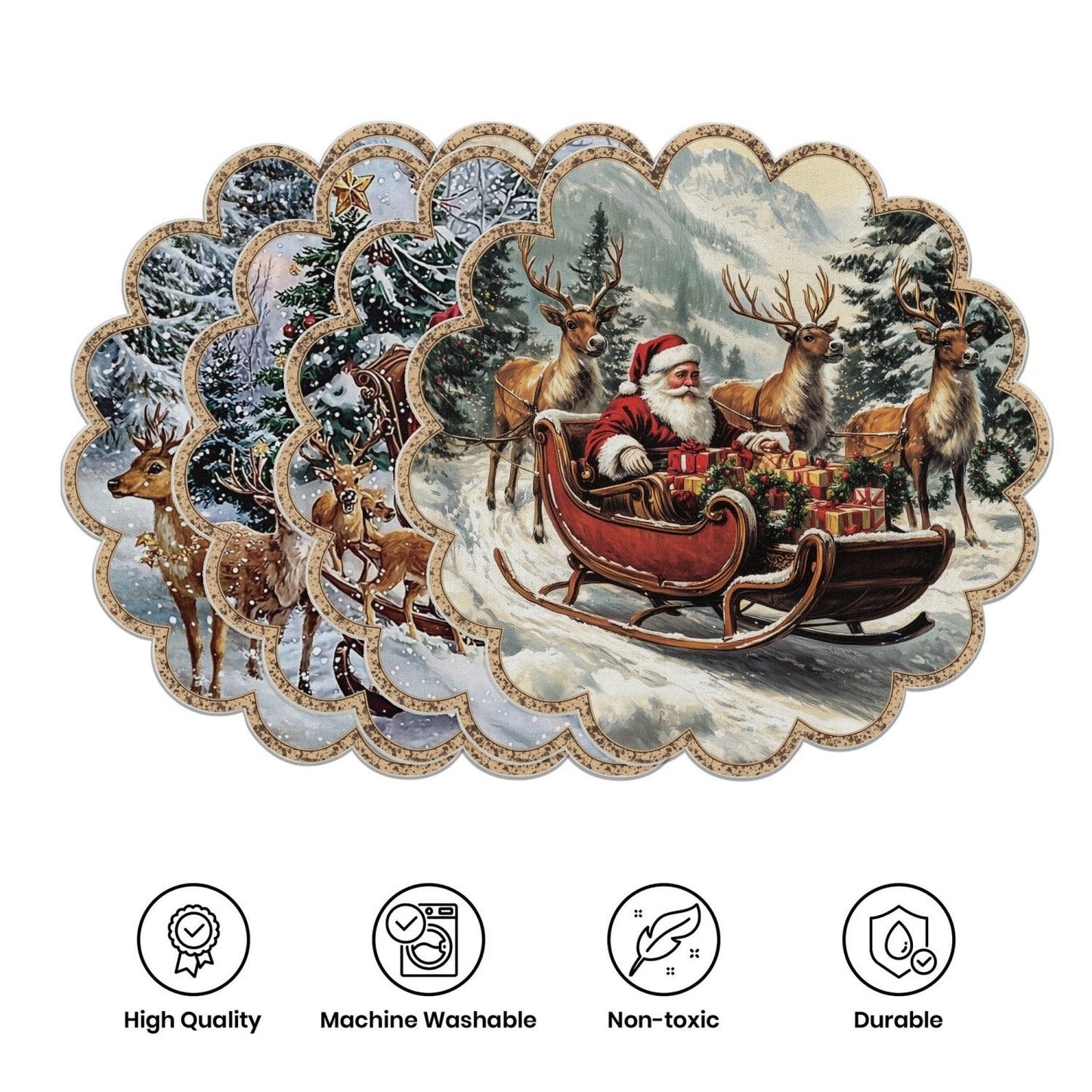 10 kosov zimskih podstavkov v obliki božičnih zvezd in storžev, podstavki za mizo iz nedrseče tkanine-SI