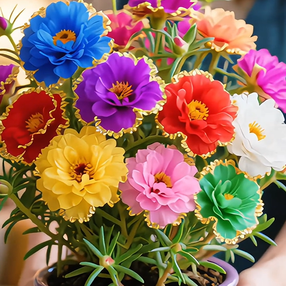 Χρυσή Δαντελωτή Πορτουλάκα🌸✨ Υπέροχα διπλά άνθη για αβίαστο καλοκαιρινό χρώμα-GR