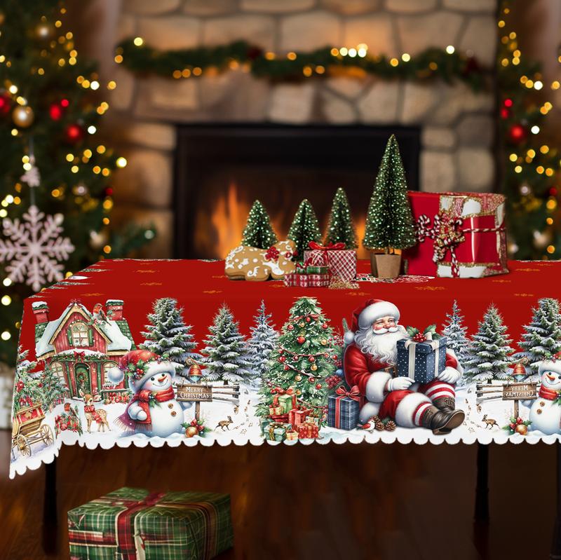 Χριστουγεννιάτικο τραπεζομάντιλο υψηλής ποιότητας - ένα γοητευτικό μοτίβο με τον Άγιο Βασίλη και τους ταράνδους για χαρούμενες στιγμές με την οικογένεια-GR
