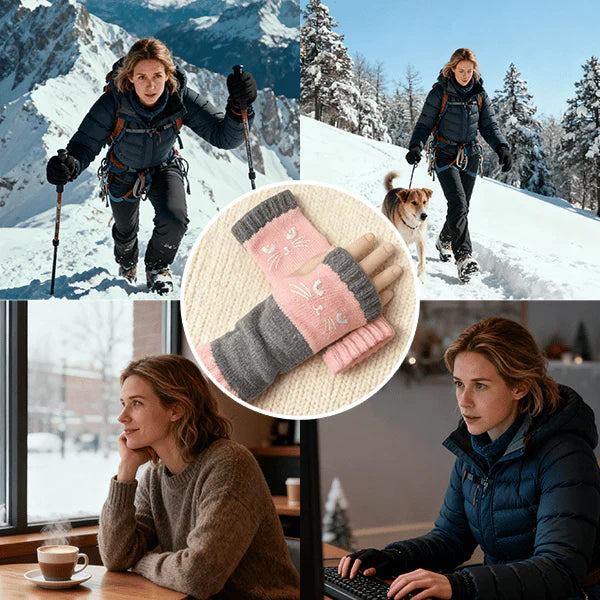 🐱 Χαριτωμένα γυναικεία πλεκτά γάντια για γάτες🧤🧶-GR