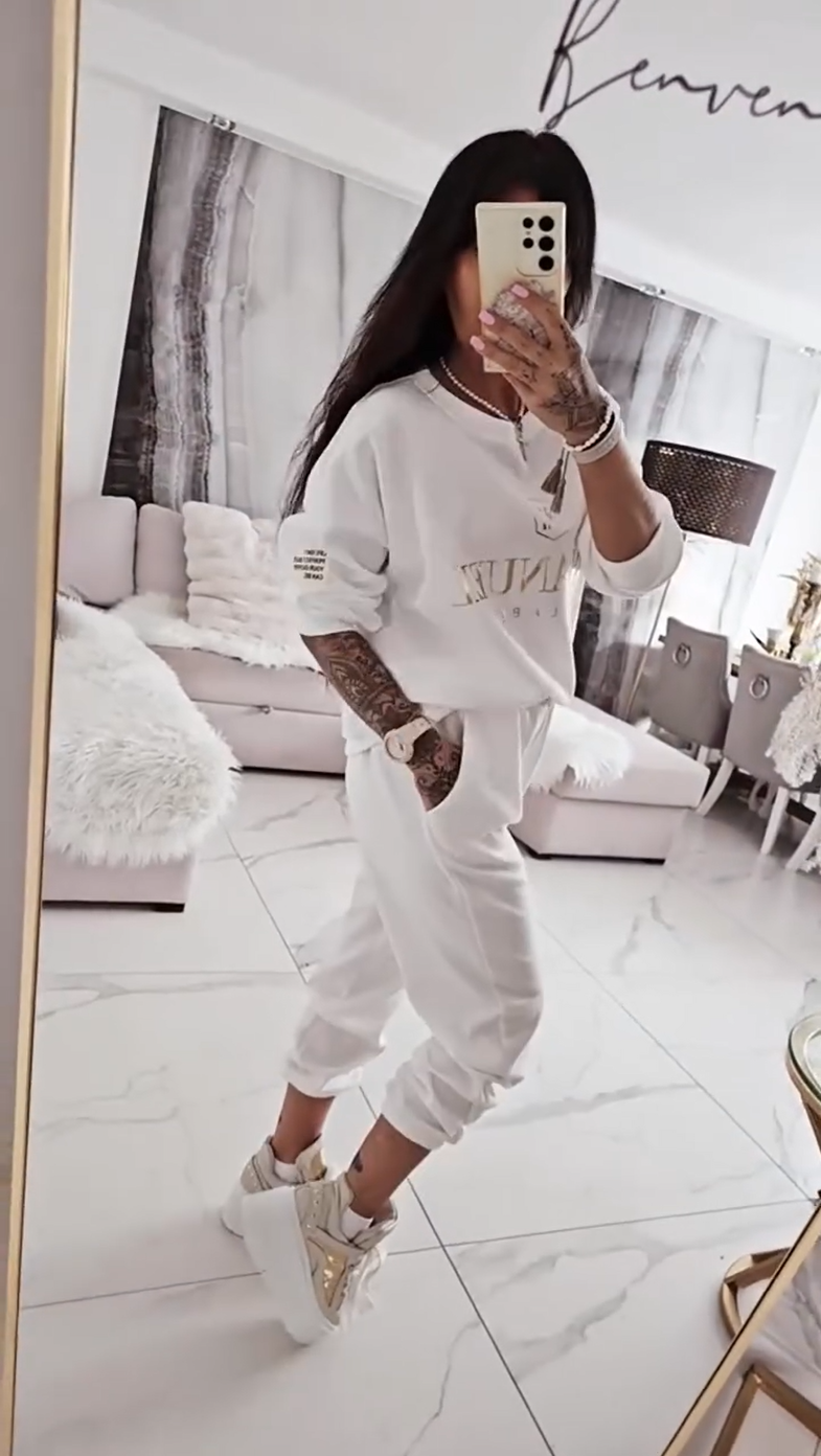 ⏳Προσφορά περιορισμένης διάρκειας! ⏰Γυναικείο casual σετ, μπλούζα με στάμπα και φαρδύ παντελόνι-GR