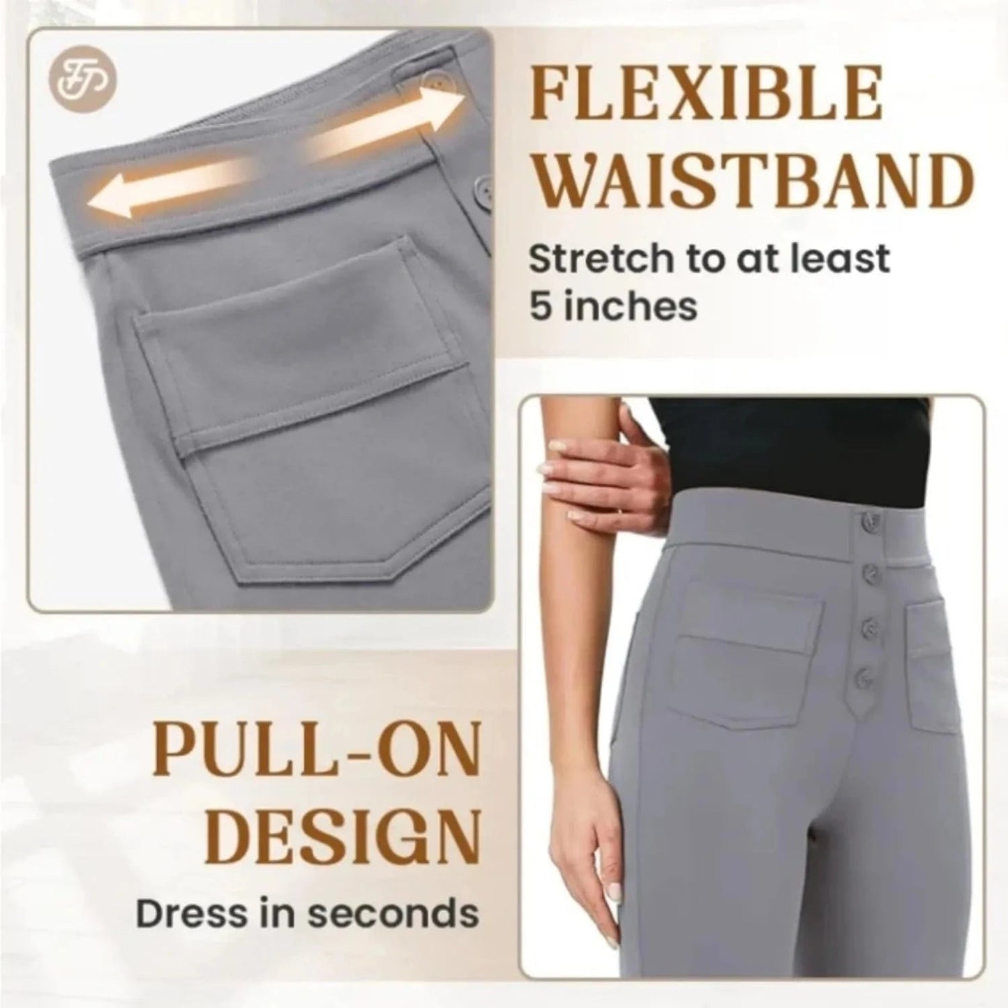 Ψηλόμεσο ελαστικό παντελόνι ελεύθερου χρόνου-GR