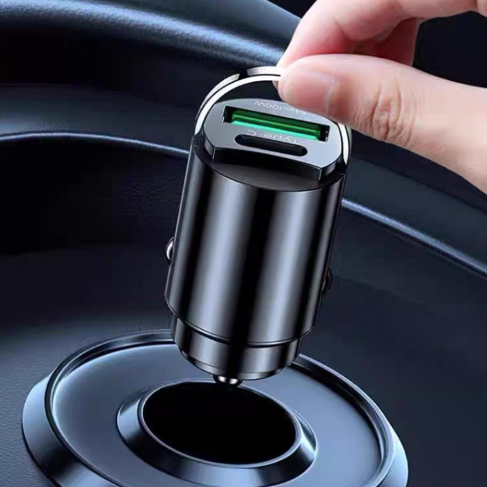 Hidden USB car charger with dual ports-SL