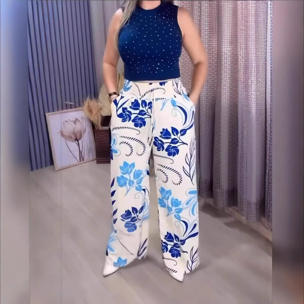 Καλοκαιρινό νέο παντελόνι με φαρδιά στάμπα 2025-GR