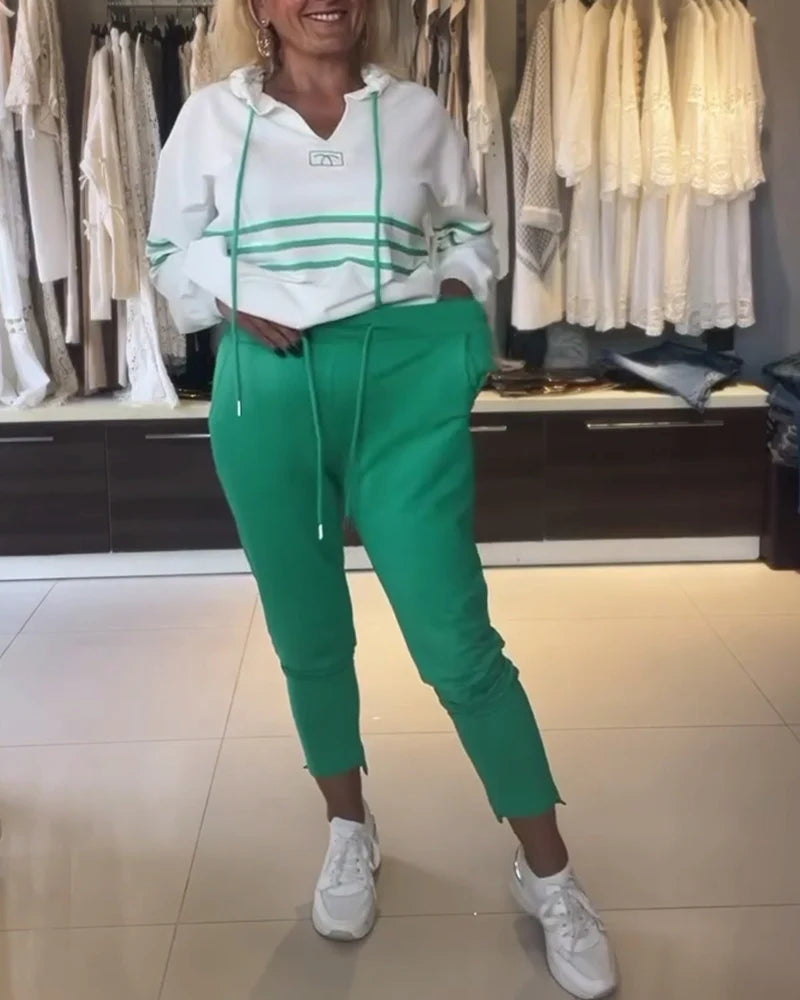 Σετ φούτερ με ριγέ στάμπα-GR