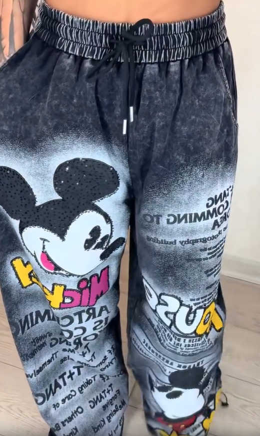 Madingi plačių džinsų kirpimai karštos plytos spalvos-LT