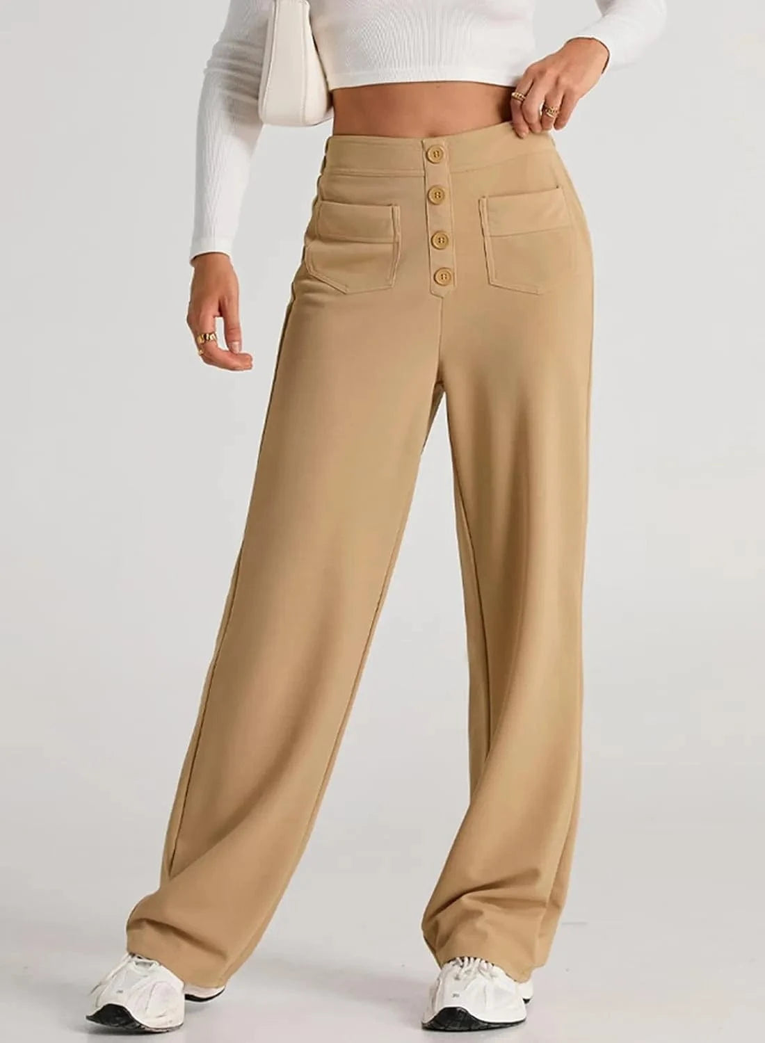 Ψηλόμεσο ελαστικό παντελόνι ελεύθερου χρόνου-GR