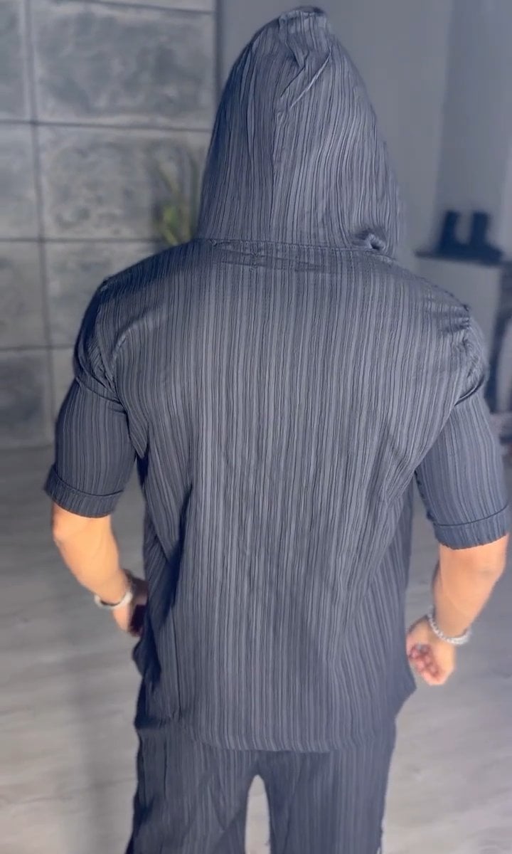 Εξαιρετικό ανδρικό σετ δύο τεμαχίων με κουκούλα-GR