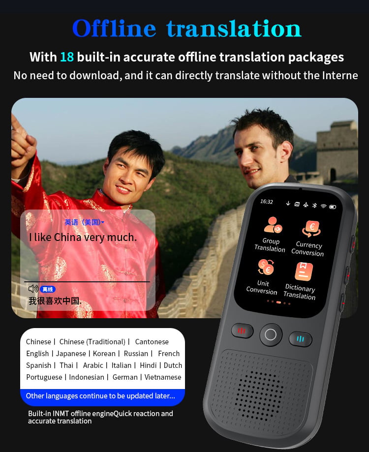 AI Language Translator | 160 Languages, Real-time Voice and Photo Translation | Offline Mode and Touchscreen-SL