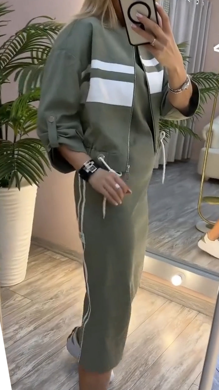 Obleka z okroglim izrezom in ženski blazer, casual kostim-SL