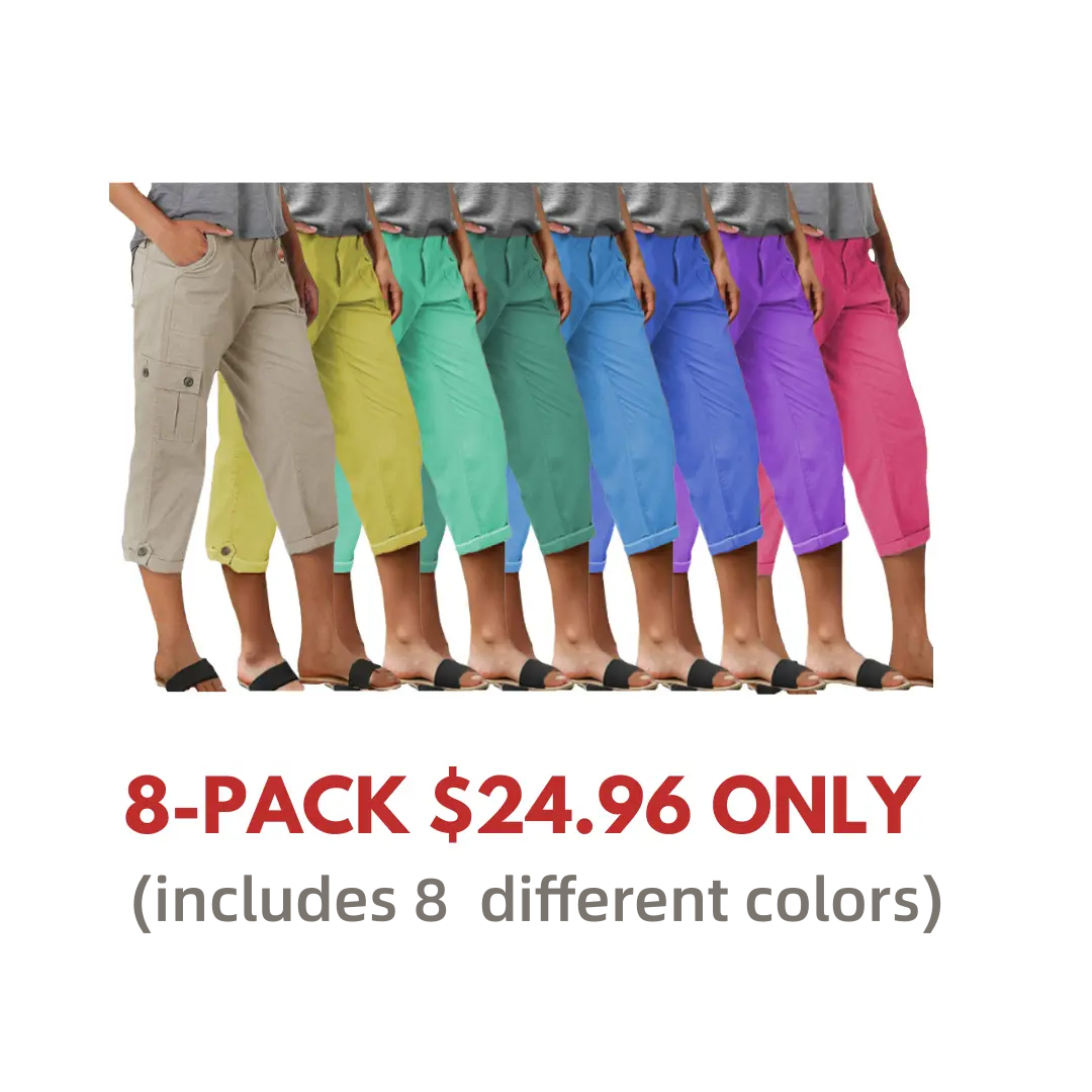 Παντελόνι κάπρι με τσέπες και ψηλή μέση, πιέτες στο κάτω μέρος και αρκετές τσέπες-GR