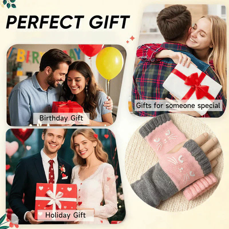 🐱 Χαριτωμένα γυναικεία πλεκτά γάντια για γάτες🧤🧶-GR