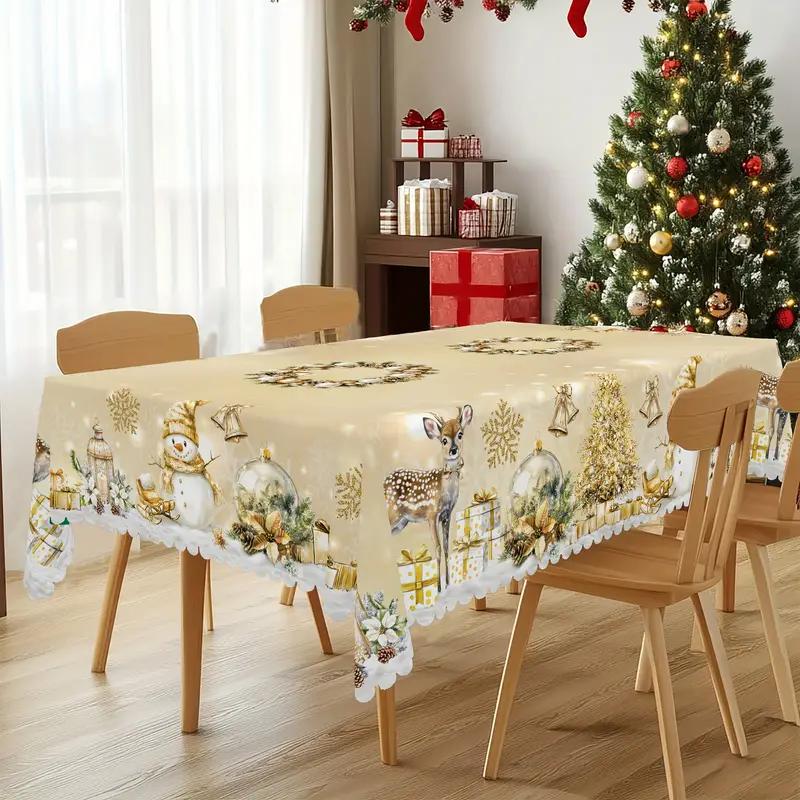 Χριστουγεννιάτικο τραπεζομάντιλο υψηλής ποιότητας - ένα γοητευτικό μοτίβο με τον Άγιο Βασίλη και τους ταράνδους για χαρούμενες στιγμές με την οικογένεια-GR
