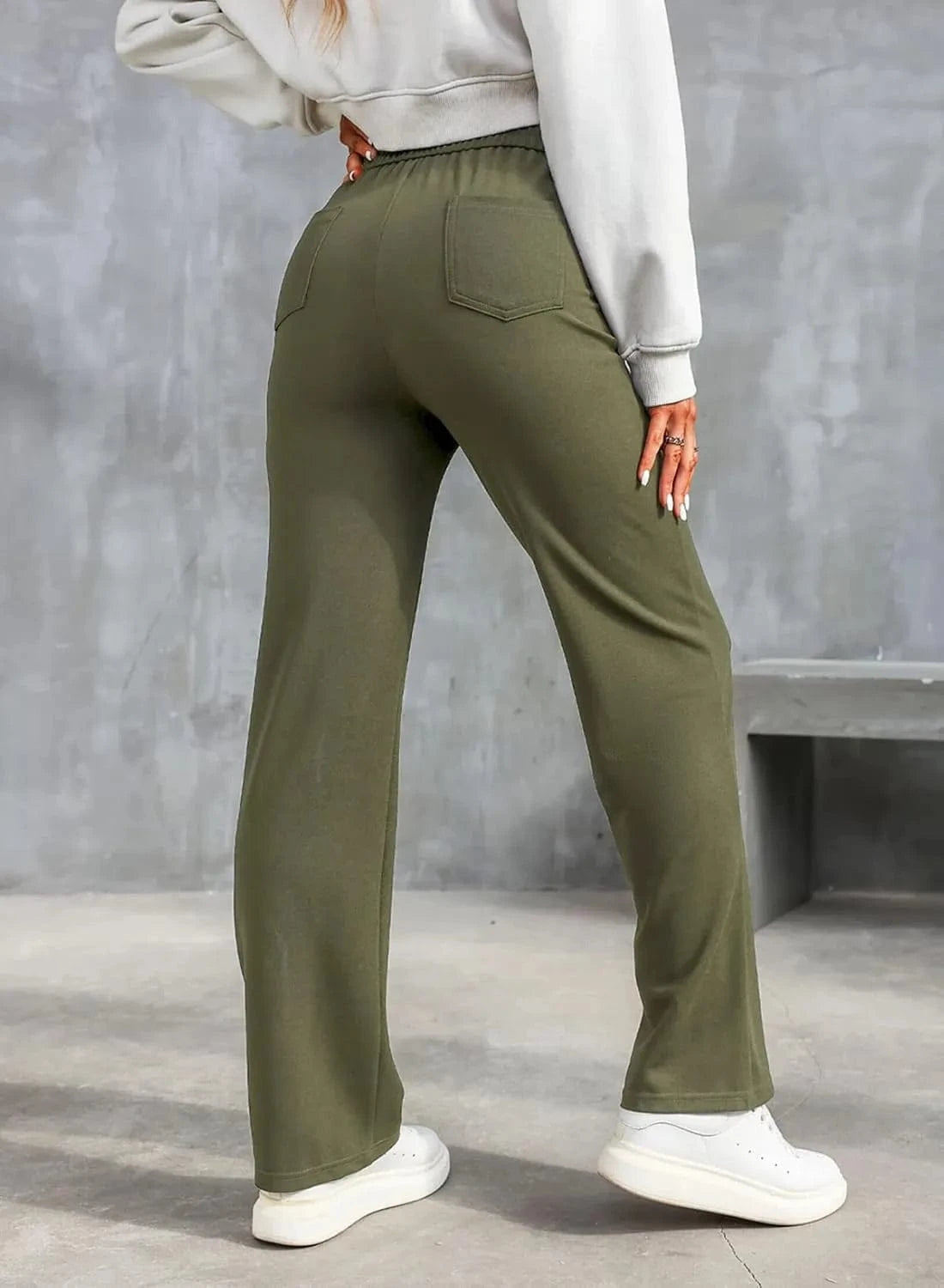 Ψηλόμεσο ελαστικό παντελόνι ελεύθερου χρόνου-GR