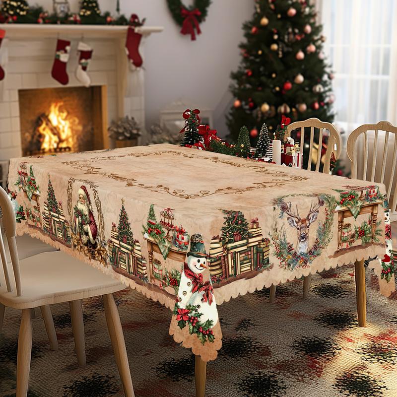 Χριστουγεννιάτικο τραπεζομάντιλο υψηλής ποιότητας - ένα γοητευτικό μοτίβο με τον Άγιο Βασίλη και τους ταράνδους για χαρούμενες στιγμές με την οικογένεια-GR