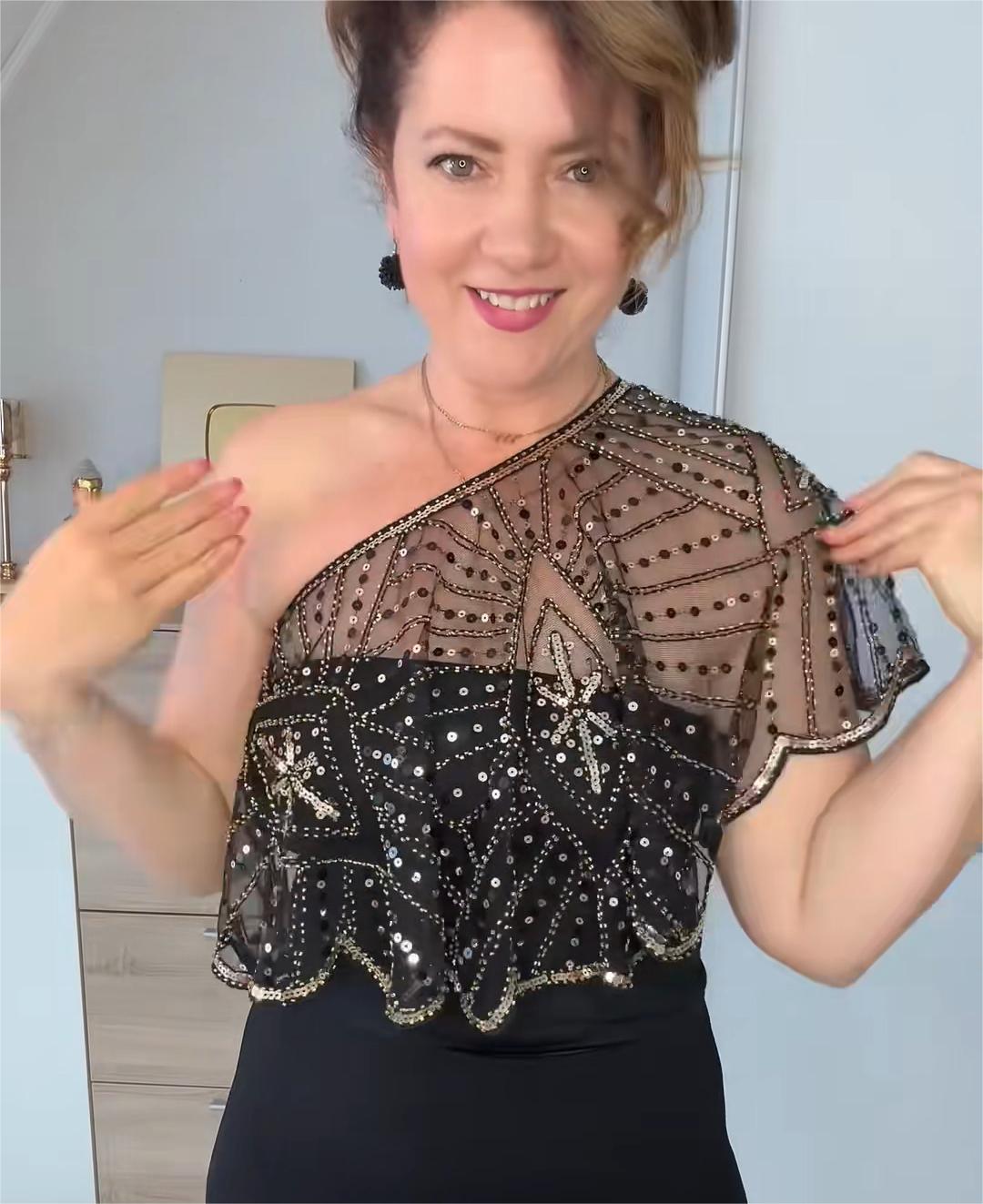 ⏳Προσφορά περιορισμένης διάρκειας ⏰ Σάλι με χάντρες από vintage δαντέλα-GR