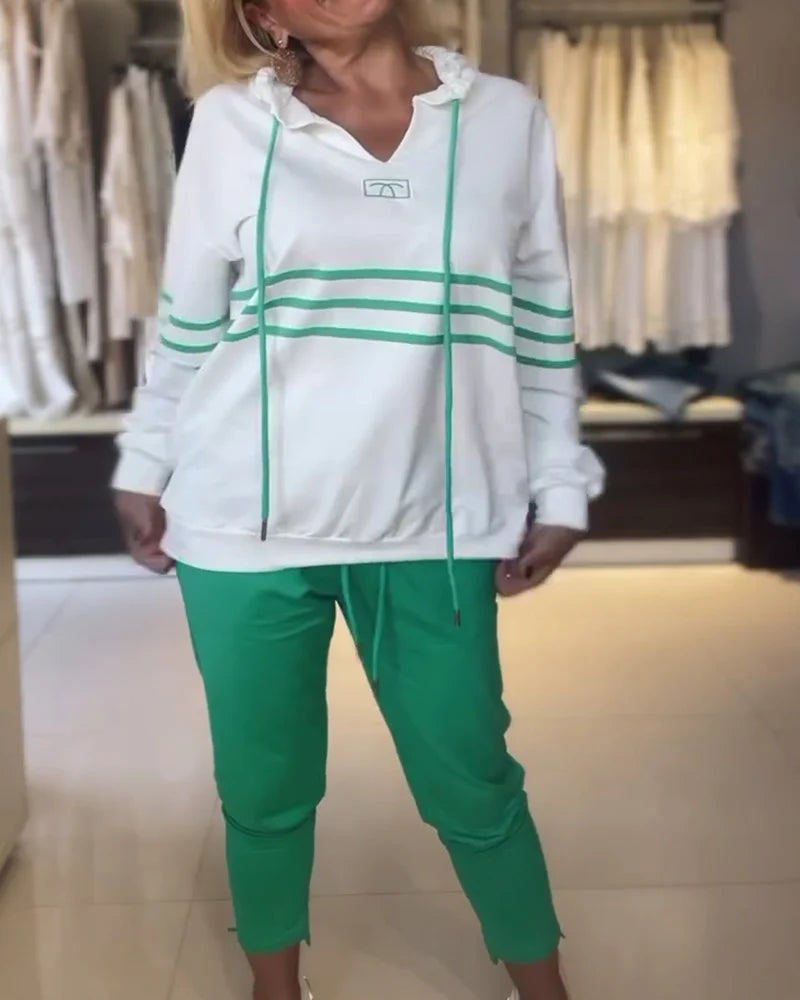 Σετ φούτερ με ριγέ στάμπα-GR