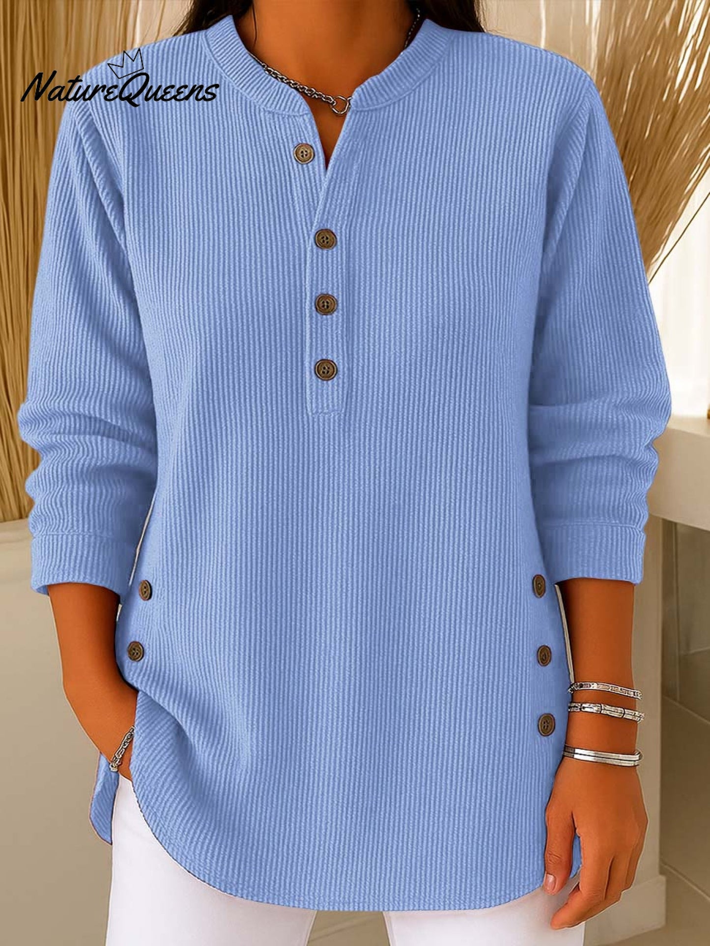 Γυναικείο πλεκτό πουλόβερ μονόχρωμο, με φαρδιά εφαρμογή και μακριά μανίκια-GR