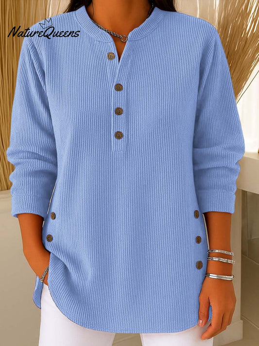 Γυναικείο πλεκτό πουλόβερ μονόχρωμο, με φαρδιά εφαρμογή και μακριά μανίκια-GR