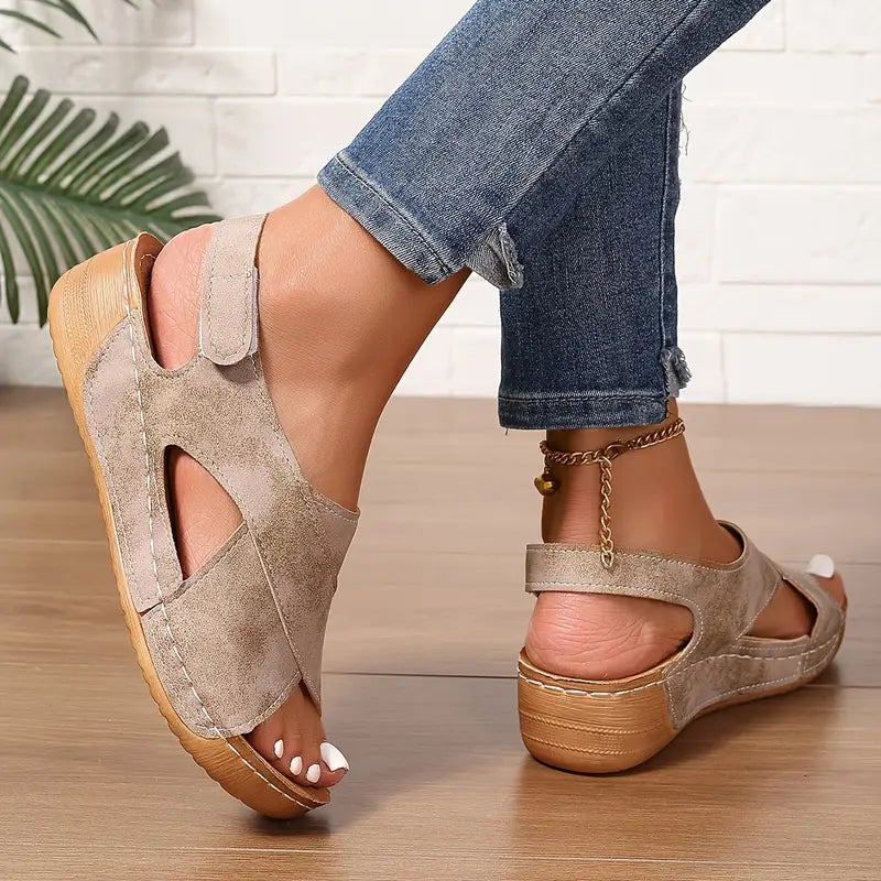 Sandalias vintage nuevas, sandalias de cuña resistentes-ES