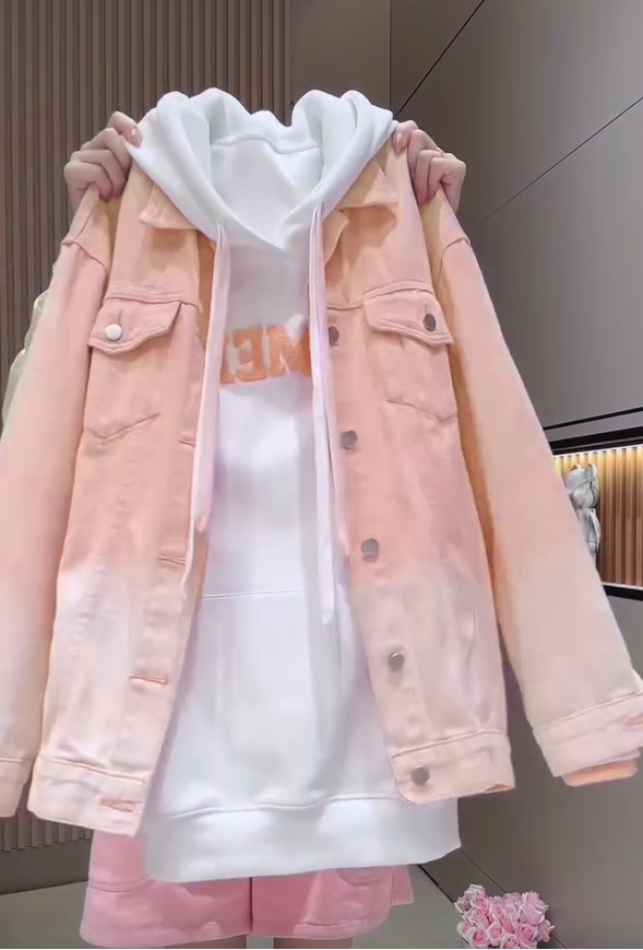 🎨 Άνετο γυναικείο πουλόβερ Τζιν μπουφάν Gradient-GR