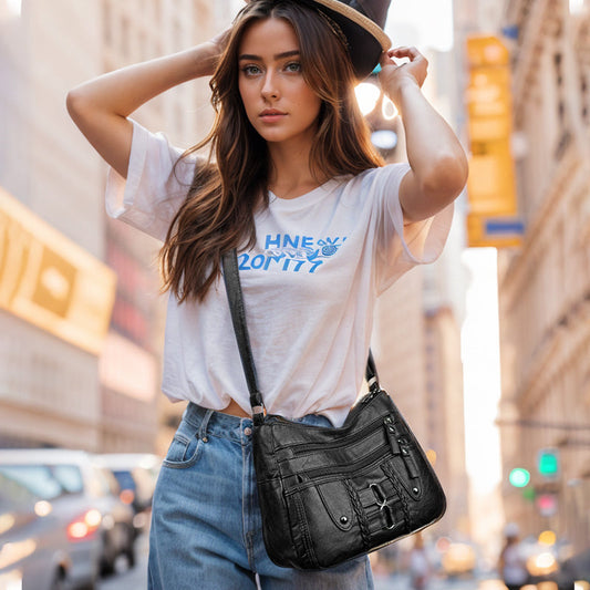 Γυναικεία τσάντα vintage από μαλακό δέρμα PU-GR