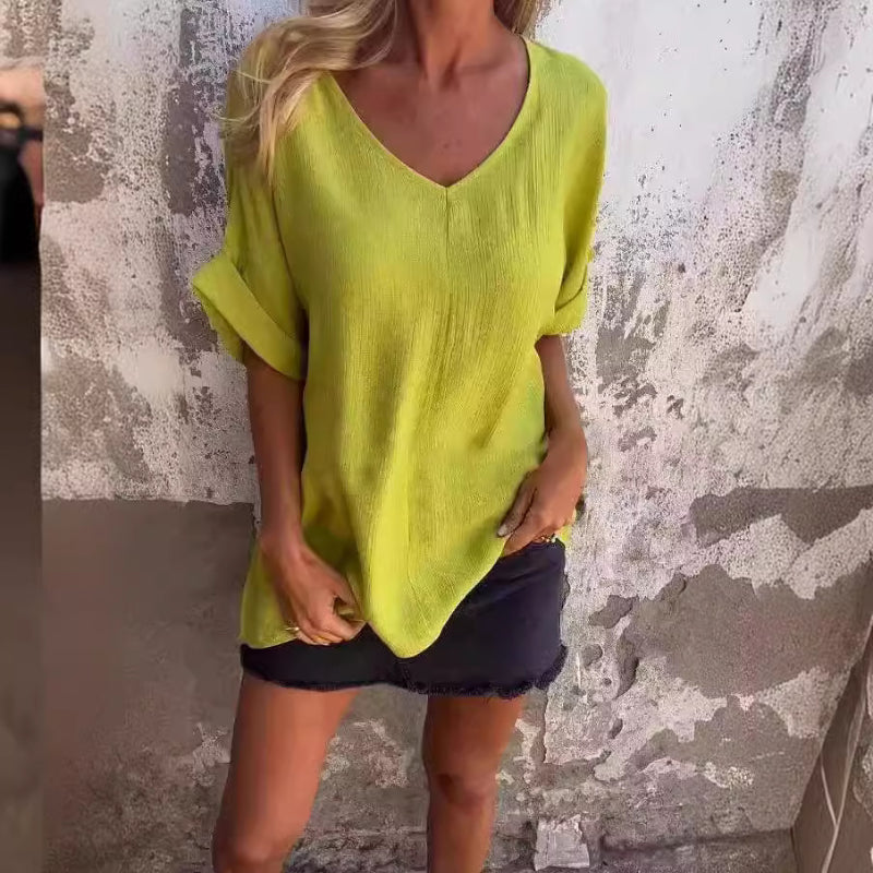 🌺Top de mujer con escote en V oversize-ES