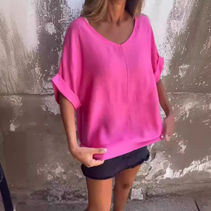 🌺Top de mujer con escote en V oversize-ES
