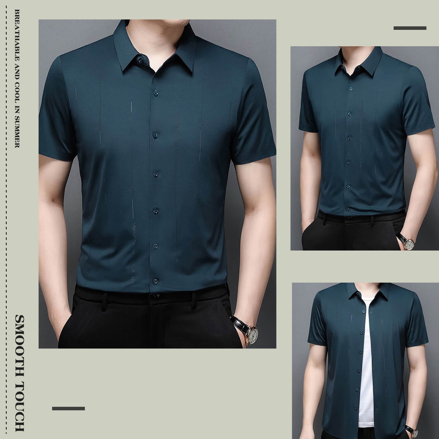 ❄️Ανδρικό πουκάμισο από μετάξι πάγου ανθεκτικό στις ρυτίδες, υψηλής ελαστικότητας-GR